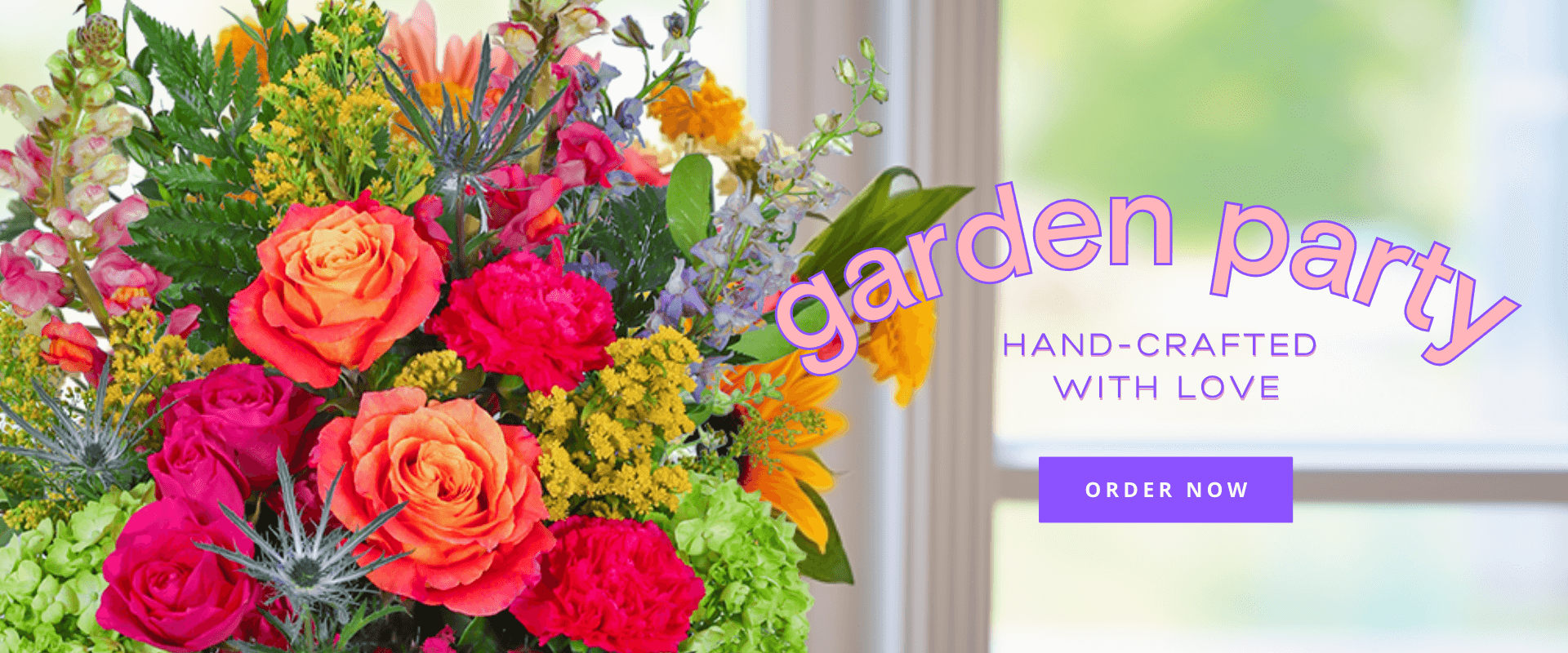 Garden-Party Hand crafted with love links to Garden Party flower arrangement